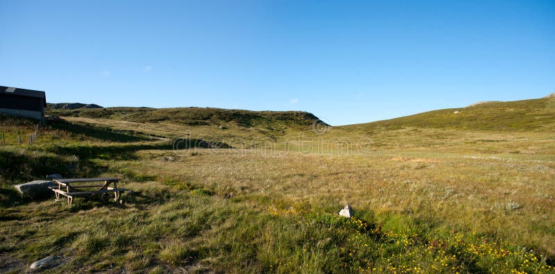 Panoramic view of mountain plateau Valdresflye