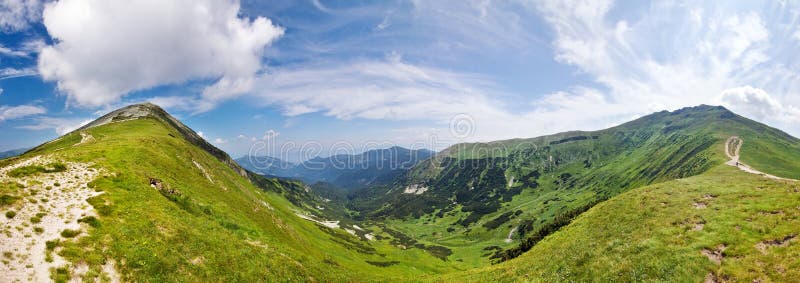 Panoramic view from mountain ridge