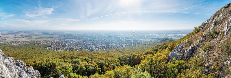 Panoramic view of the Nitra city from Zobor hill, seasonal lands