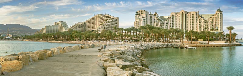 Panoramic view on the northern beach of Eilat