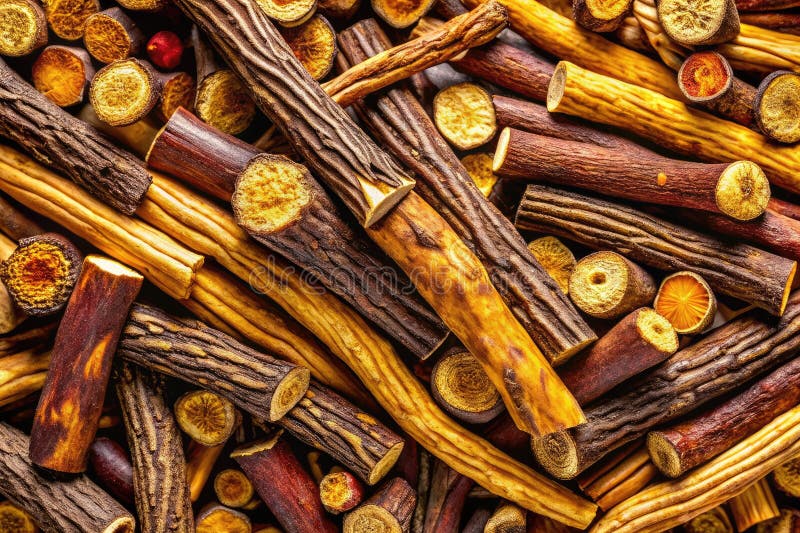 A Panoramic View of Organic Licorice Root Pieces Culinary Delights and Natural Remedies vector illustration