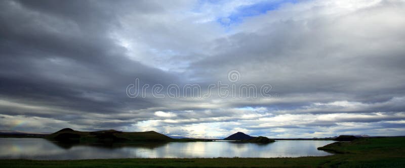 Panoramic view over Lake Myvatn Iceland