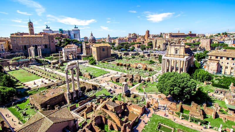 Panoramic view over the Roman Forum, Rome, Italy