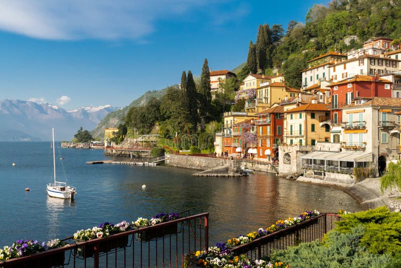 Panoramic View Over Varenna City, at Como Lake, in Italy, Europe Stock ...