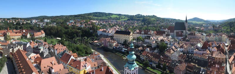 Panoramic view over ÄŒeský Krumlov - Krumau, Czech Republic stock photos Panoramic view over ÄŒeský Krumlov - Krumau, Czech Republic stock photos