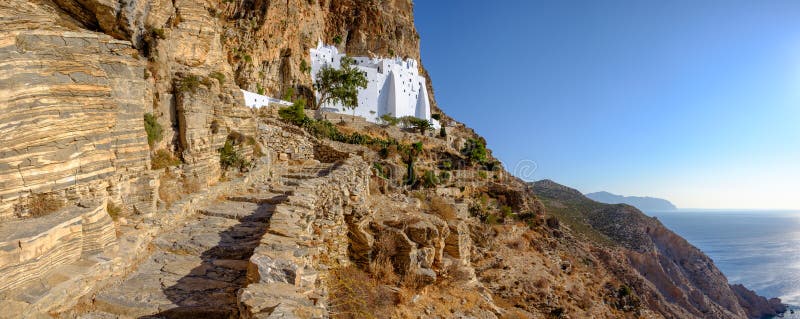 Panoramic view of Panagia Hozoviotissa monastery on Amorgos island