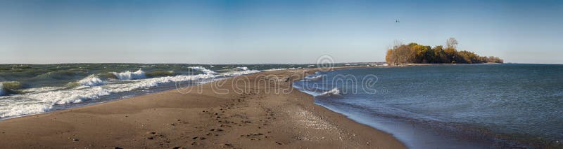 Panoramic view of Point Pelee National Park beach on Lake Erie