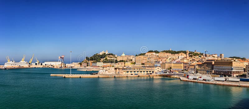 Panoramic view of the port of Ancona in the Marche region, Italy stock images Panoramic view of the port of Ancona in the Marche region, Italy stock images