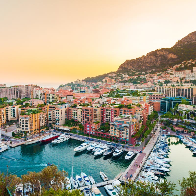 Panoramic View of Port De Fontvieille in Monaco. Azur Coast Stock Photo ...