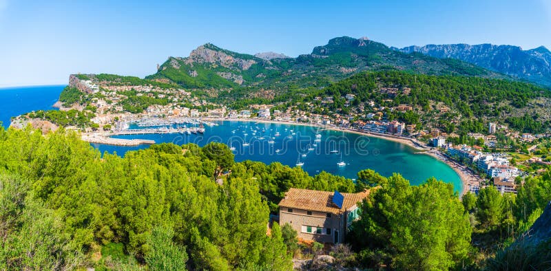 Panoramic view of Porte de Soller, Palma Mallorca, Spain stock photo