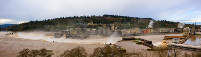 Panoramic View of Power Plant and paper mill ruins in Oregon Cit