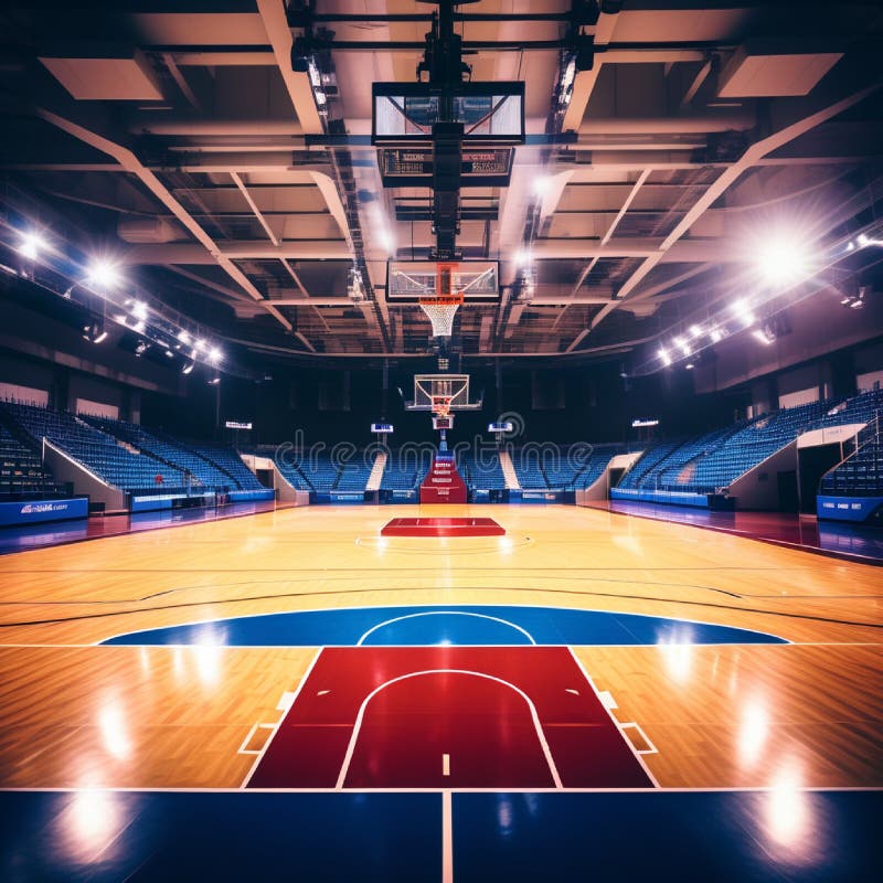 A Panoramic View of a Professional Basketball Court during a Quiet