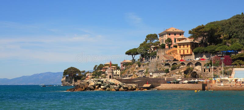 Panoramic view on Recco-popular touristic resort.