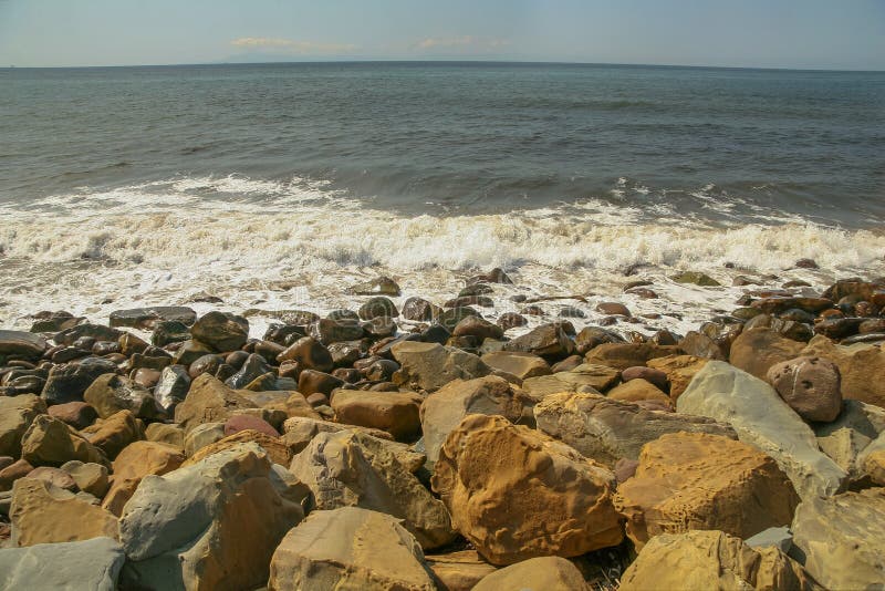 Rocky beach in the Faria Beach National Park in California. royalty free stock photography Rocky beach in the Faria Beach National Park in California. royalty free stock photography