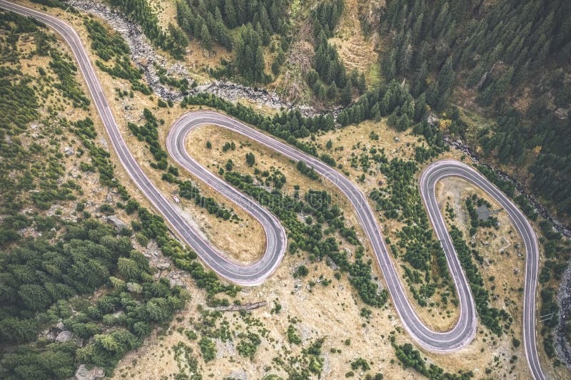 Panoramic View of Serpentine Road Stock Photo Image of sand, aerial