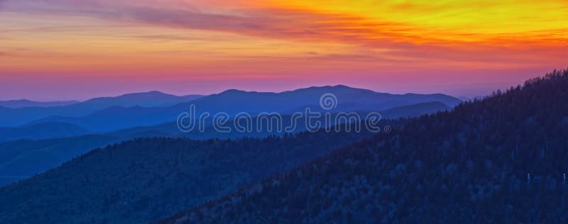 Panoramic View of Smoky Mountains National Park stock photography