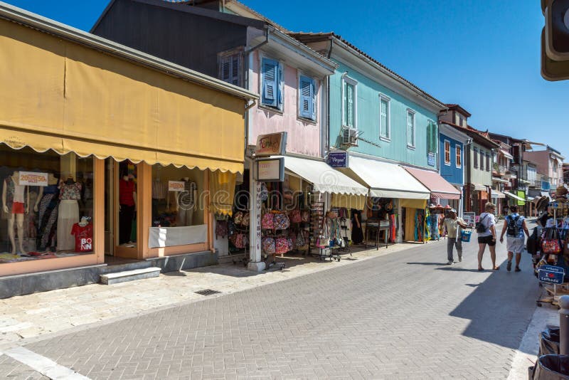 Panoramic View of Street in Lefkada Town, Ionian Islands, Greece ...