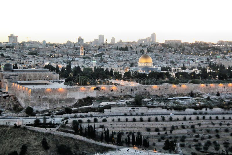 A Panoramic View of a Sunset Over Jerusalem Stock Image Image of