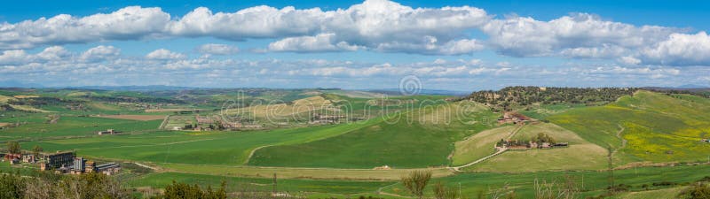 Panoramic view in Tarquinia Necropolis in a sunny spring morning, province of Viterbo, Lazio. stock photography Panoramic view in Tarquinia Necropolis in a sunny spring morning, province of Viterbo, Lazio. stock photography