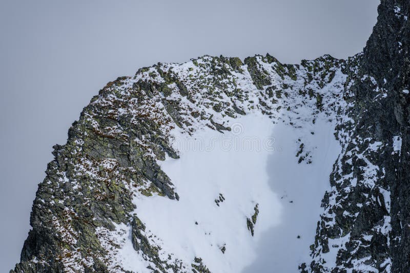 Panoramic view of Tatra mountains in Slovakia covered with snow