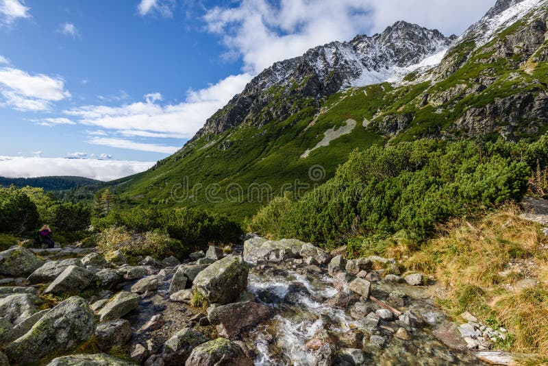 Panoramic view of Tatra mountains in Slovakia covered with snow