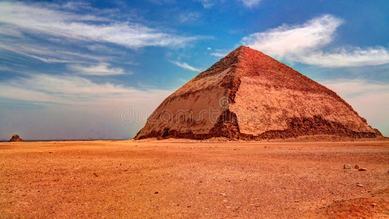 Panoramic view to Bent Pyramid of Sneferu Pharao at Dahsur, Egypt stock photo