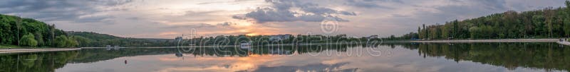 Panoramic view to the Valea Morilor lake in Chisinau, Moldova