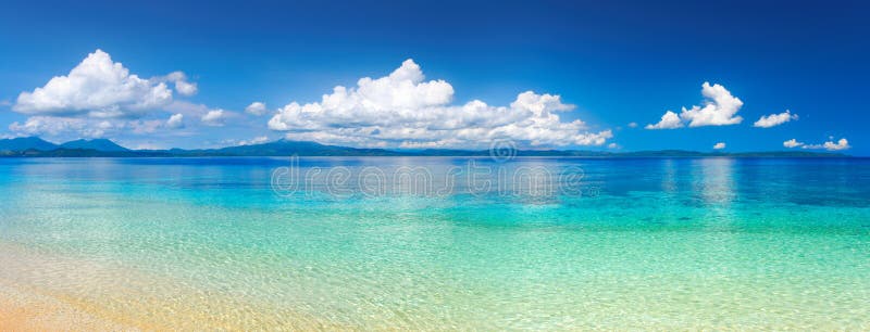 Panoramic view of tropical beach. stock images