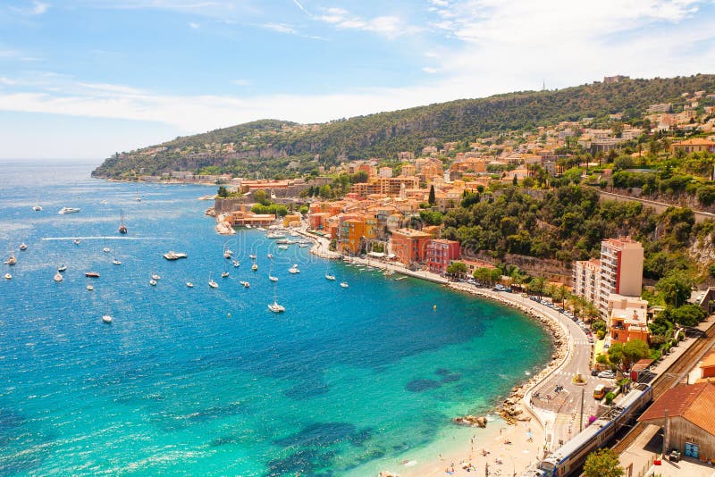 Panoramic View of Villefranche-sur-mer, French Riviera, France Stock ...