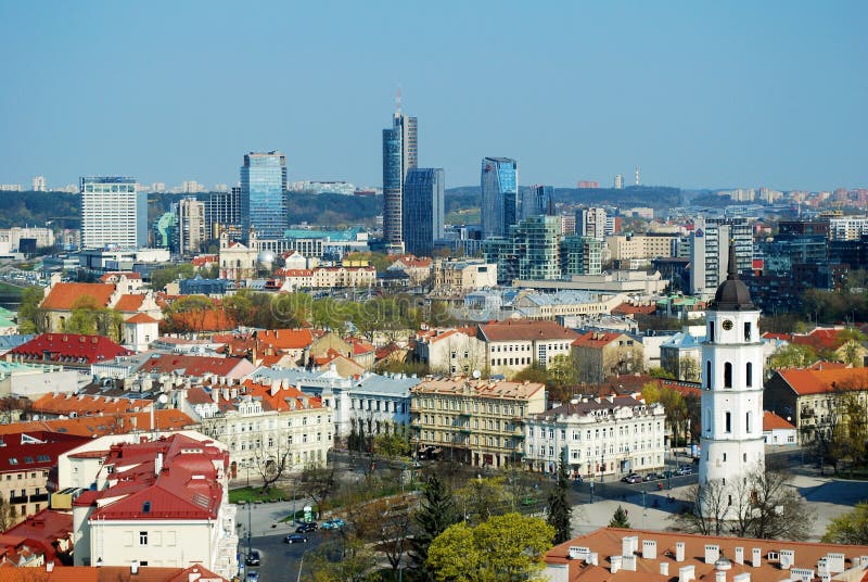 Panoramic View of Vilnius City Old Town and Modern Buildings stock images Panoramic View of Vilnius City Old Town and Modern Buildings stock images