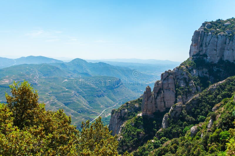 Panoramic Views of Valley from the Mountains of Montserrat. Barcelona, Spain. Stock Image - Image of beautiful, haze: 116927169