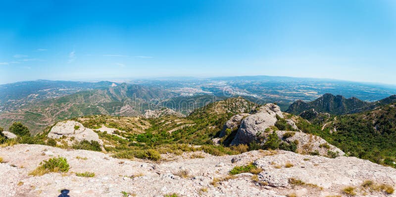 Panoramic Views of the Valley the Mountains of Montserrat. Near Barcelona, Spain. Stock Image - Image of monistrol, cliff: 87388975