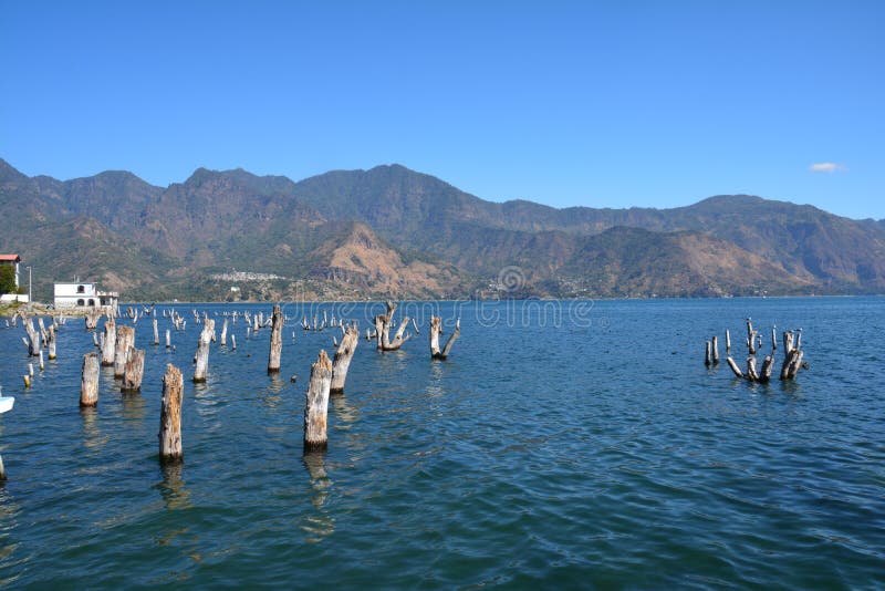 Panoramiczny krajobrazów Atitlan jezioro Gwatemala fotografia royalty free Panoramiczny krajobrazów Atitlan jezioro Gwatemala fotografia royalty free