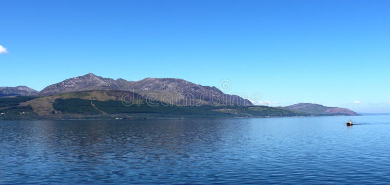Panoramiczny widok część wyspa Arran, Szkocja
