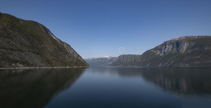 panoramic view on Sognefjord, Norway's longest Fjord, stretching over 200 kilometres inland from the coast north of Bergen. panoramic view on Sognefjord, Norway's longest Fjord, stretching over 200 kilometres inland from the coast north of Bergen