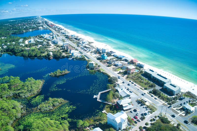 This photo depicts a curvature of the Earth  panoramic view of world-famous 30A  one of Florida`s and the world`s most beautiful beaches. This photo depicts a curvature of the Earth  panoramic view of world-famous 30A  one of Florida`s and the world`s most beautiful beaches.