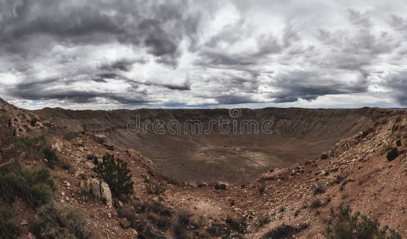 Panoramische Ansicht des Meteor-Kraters lizenzfreie stockfotos Panoramische Ansicht des Meteor-Kraters lizenzfreie stockfotos