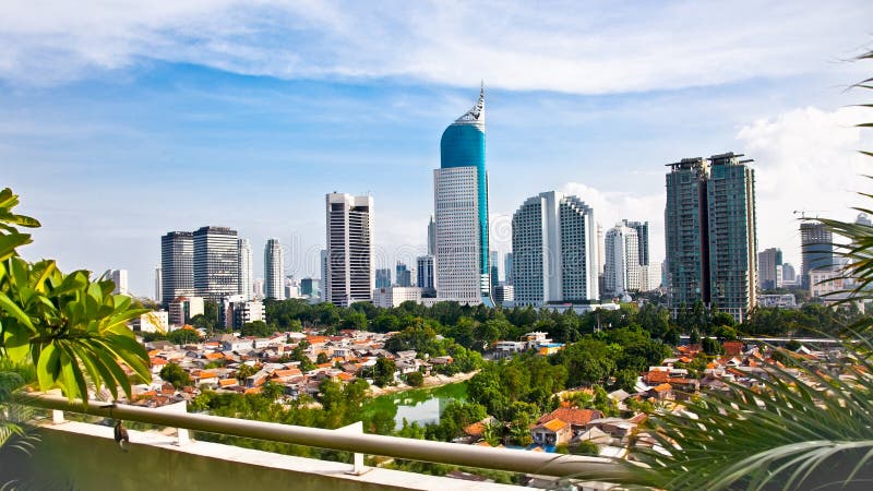 Panoramische cityscape van de hoofdstad Djakarta van Indonesië