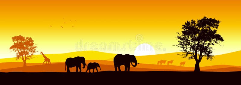 Panoramische Safari stock abbildung Panoramische Safari stock abbildung