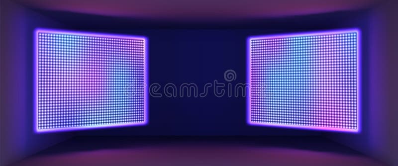 Panouri de ecran LED cu lumină albastră și violetă vector illustration