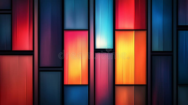 Panouri dreptunghiulare multicolore abstracte cu flux vertical stock illustration