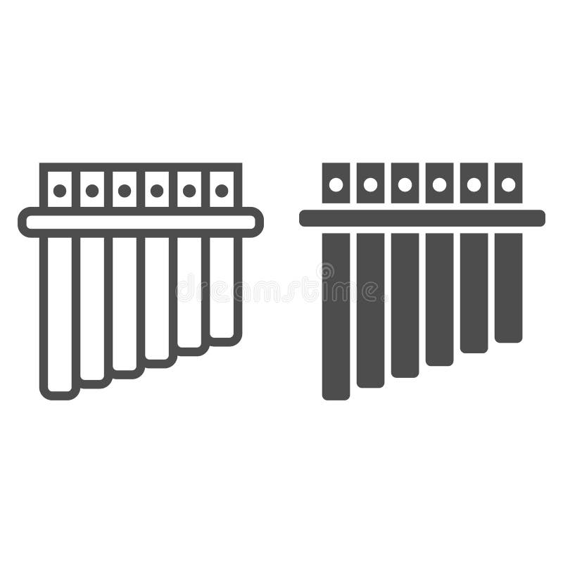 Panpipe linia, glif ikona, musical i instrument, fleta znak, wektorowe grafika, liniowy wzór na białym tle ilustracji