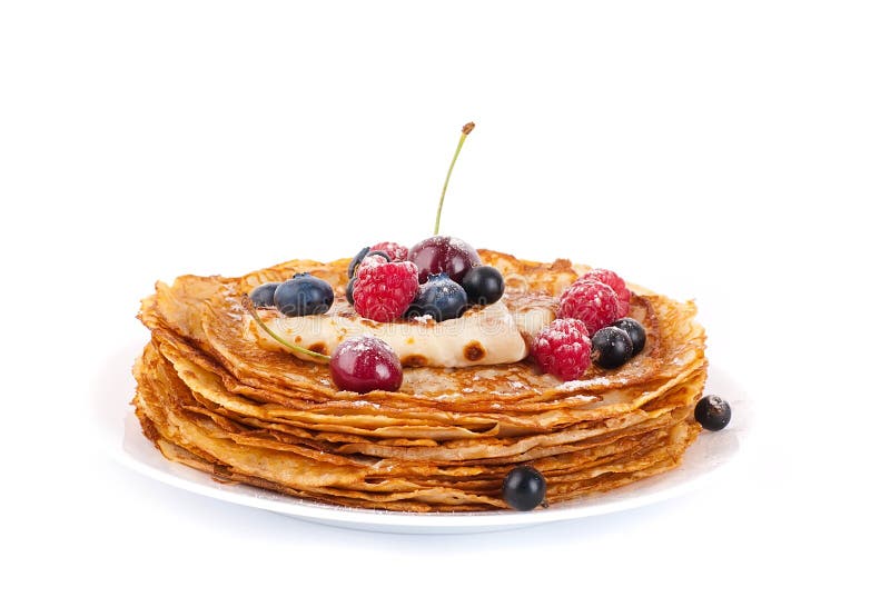 Panquecas sobre um fundo branco foto de stock royalty free