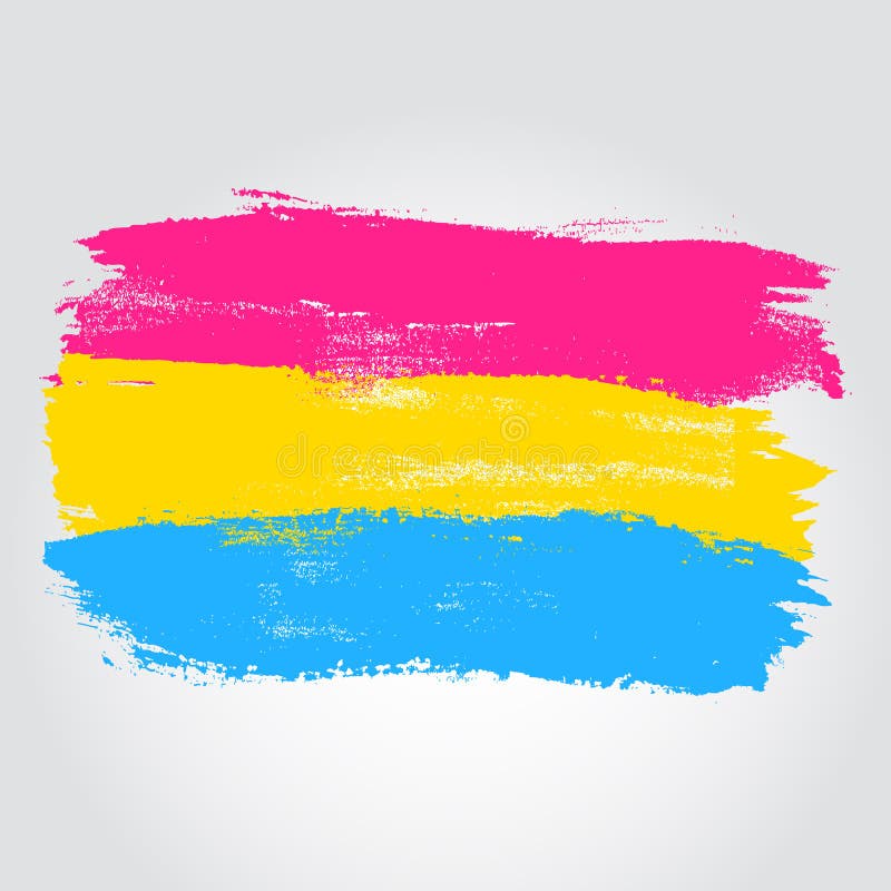 Pansexual pride flag in a form of brush stroke. Brush stroke style. Vector EPS 10. Pansexual pride flag in a form of brush stroke. Brush stroke style. Vector EPS 10