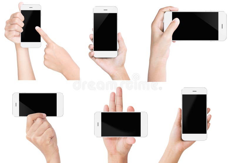 Pantalla de visualización elegante moderna blanca de la demostración del teléfono del control de la mano aislada