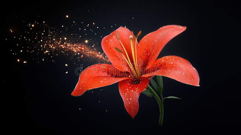 Pantalla floral festiva : Flor de lirio estilizado con pimientos de chile rojo y naranja feroz para el Diwali Makar stock de ilustración