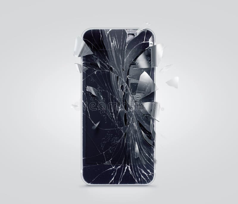 Pantalla quebrada del teléfono móvil, cascos dispersados Exhibición de Smartphone estrellada y rasguñada fotografía de archivo Pantalla quebrada del teléfono móvil, cascos dispersados Exhibición de Smartphone estrellada y rasguñada fotografía de archivo