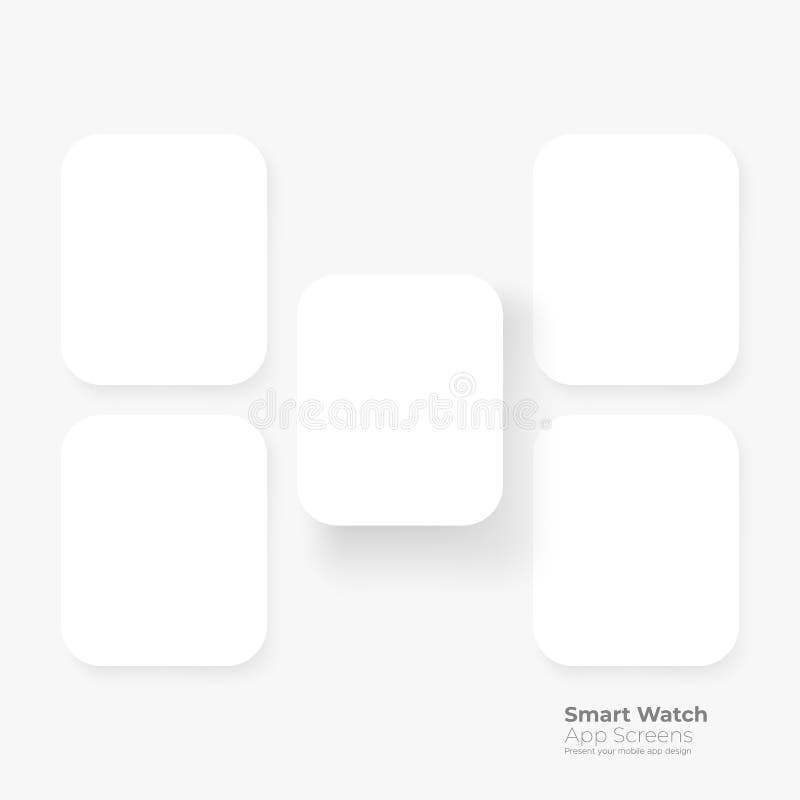 Pantallas de aplicación de reloj inteligente en blanco para mostrar la interfaz de usuario de aplicaciones ilustración del vector