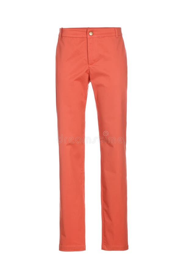 Pantalon classique orange du ` s de femmes d'isolement sur le fond blanc images stock Pantalon classique orange du ` s de femmes d'isolement sur le fond blanc images stock