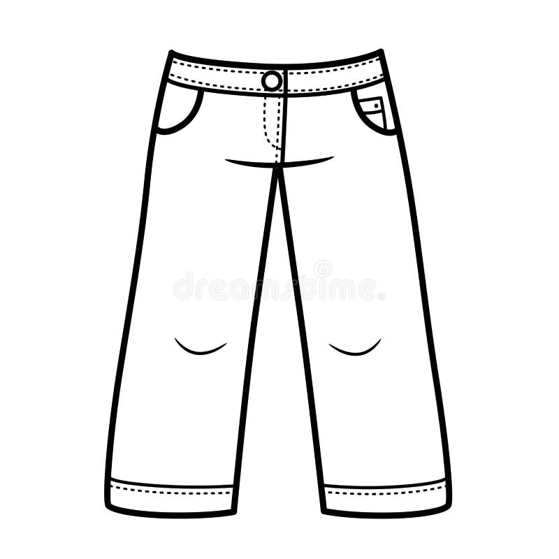 Pantalones Cortos Largos De Mezclilla Para Niño Contorno Para Colorear En  Un Blanco Ilustración del Vector - Ilustración de actividad, aislado:  210588104